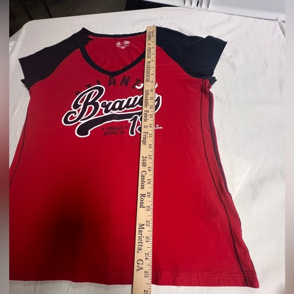 ATLANTA BRAVES KIDS T-SHIRT RONALD ACUNA JR RED PLAYER NAME & NUMBER SHIRT XL - Picture 3 of 8